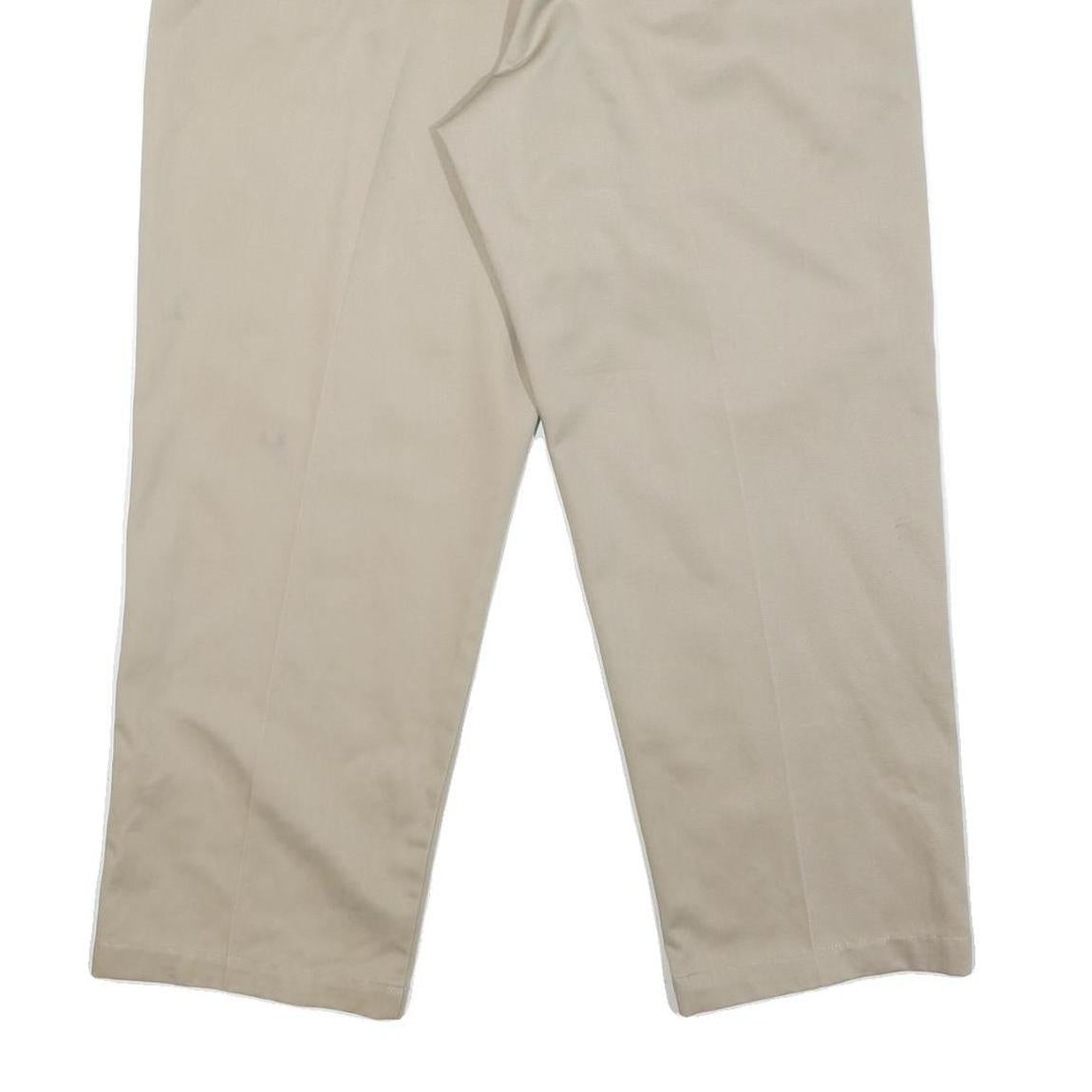 DOCKERS Mens Cotton Blend Beige Regular Straight Trousers W34 L26 Classic Casual