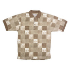 BLUE JEANS Mens Polo Shirt Brown 90s Check M