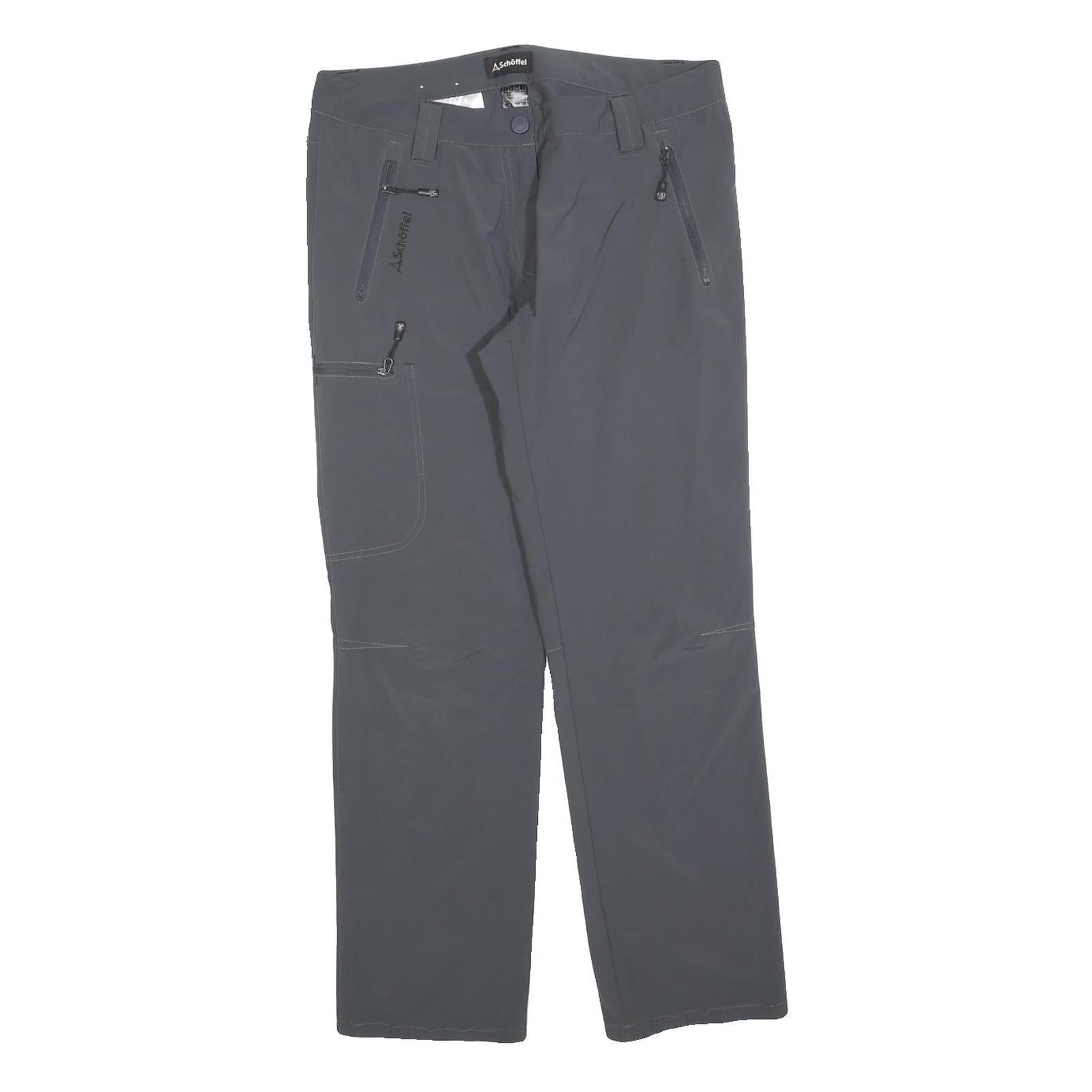 SCHOFFEL Womens Polyester Blend Grey Regular Fit Straight Leg Trousers W30 L28