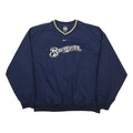 NIKE Mens Blue Brewers V Neck Polyester Jacket 2XL Drawstring Casual Sportswear
