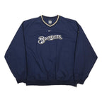 NIKE Mens Blue Brewers V Neck Polyester Jacket 2XL Drawstring Casual Sportswear