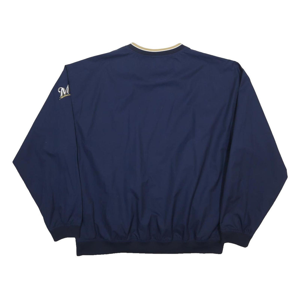 NIKE Mens Blue Brewers V Neck Polyester Jacket 2XL Drawstring Casual Sportswear