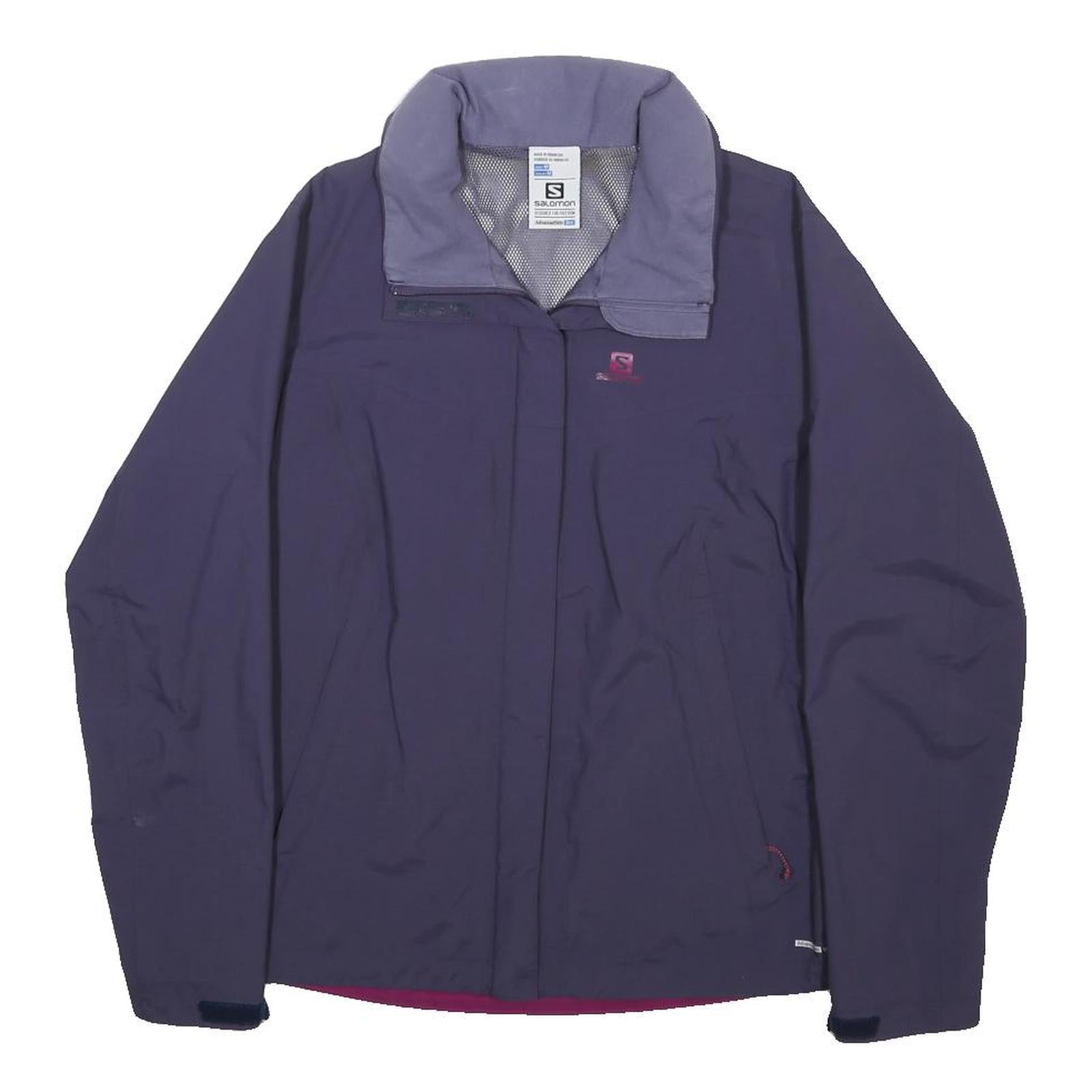 SALOMON Womens Purple Outdoor Jacket M Synthetic Woven Plain Zip Pockets