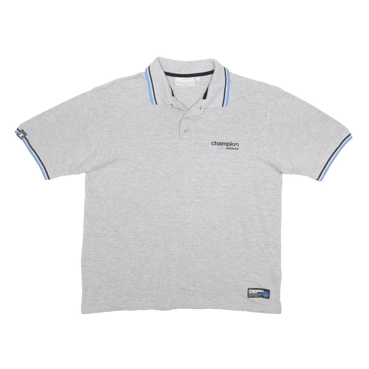 CHAMPION Mens Grey Polo Shirt XL Cotton Blend Athletic Short Sleeve Basic