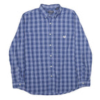 CHAPS Mens Blue & White Check Shirt XL Button-Down Collar Casual Cotton