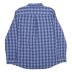 CHAPS Mens Blue & White Check Shirt XL Button-Down Collar Casual Cotton