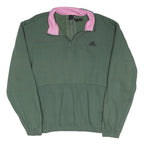 ADIDAS Womens Green & Pink Sweatshirt XL Quarter Zip Athletic Casual Pullover