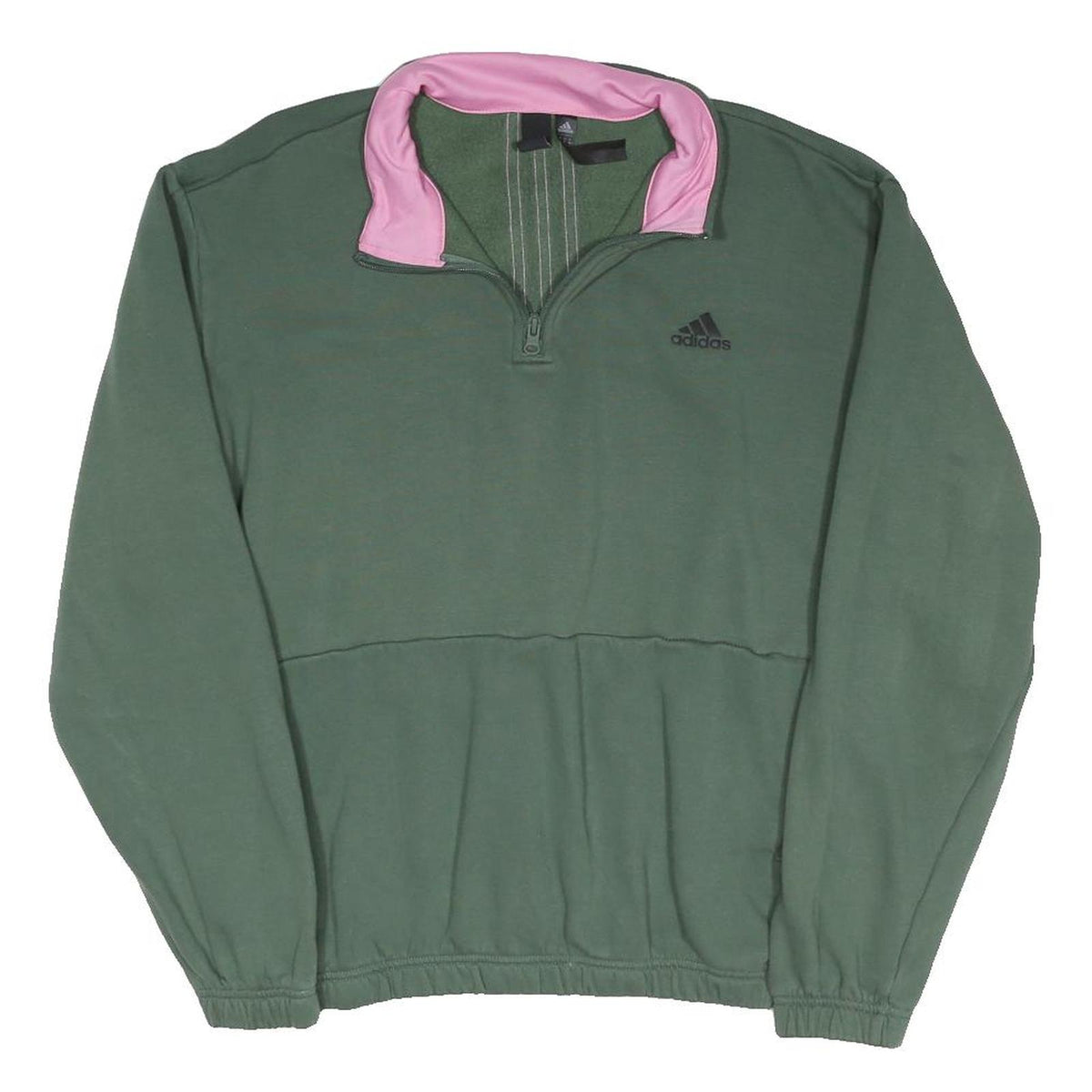 ADIDAS Womens Green & Pink Sweatshirt XL Quarter Zip Athletic Casual Pullover