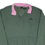 ADIDAS Womens Green & Pink Sweatshirt XL Quarter Zip Athletic Casual Pullover