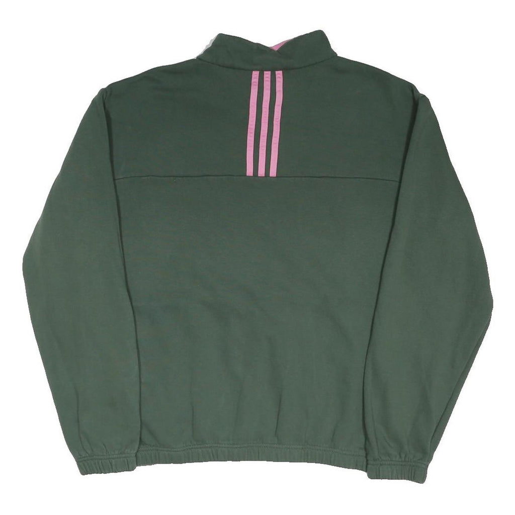 ADIDAS Womens Green & Pink Sweatshirt XL Quarter Zip Athletic Casual Pullover