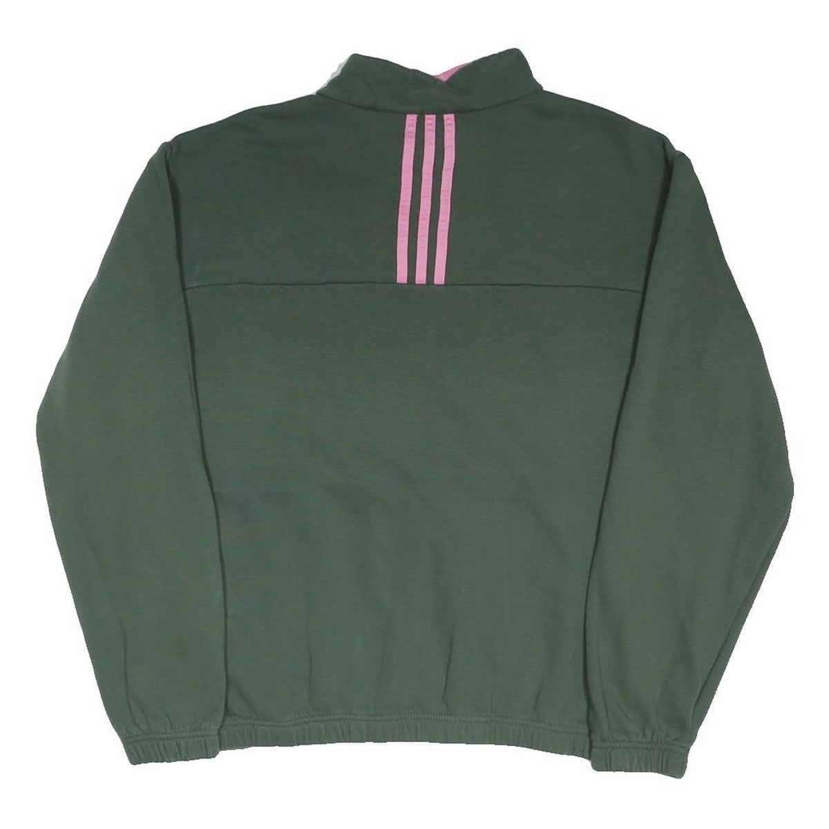 ADIDAS Womens Green & Pink Sweatshirt XL Quarter Zip Athletic Casual Pullover