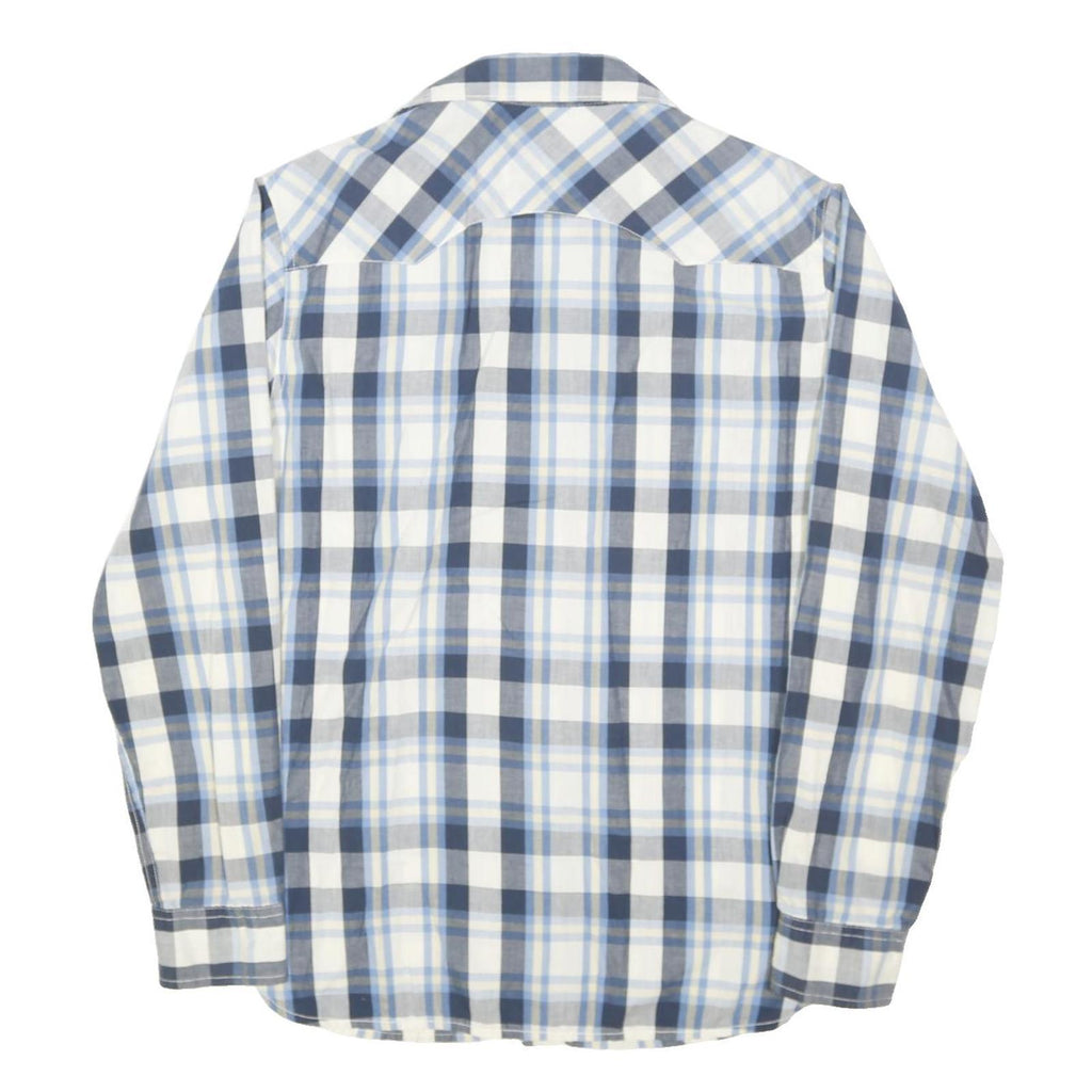 LEVI'S Mens Blue & Grey Check Shirt S Cotton Casual Western Button Shirt