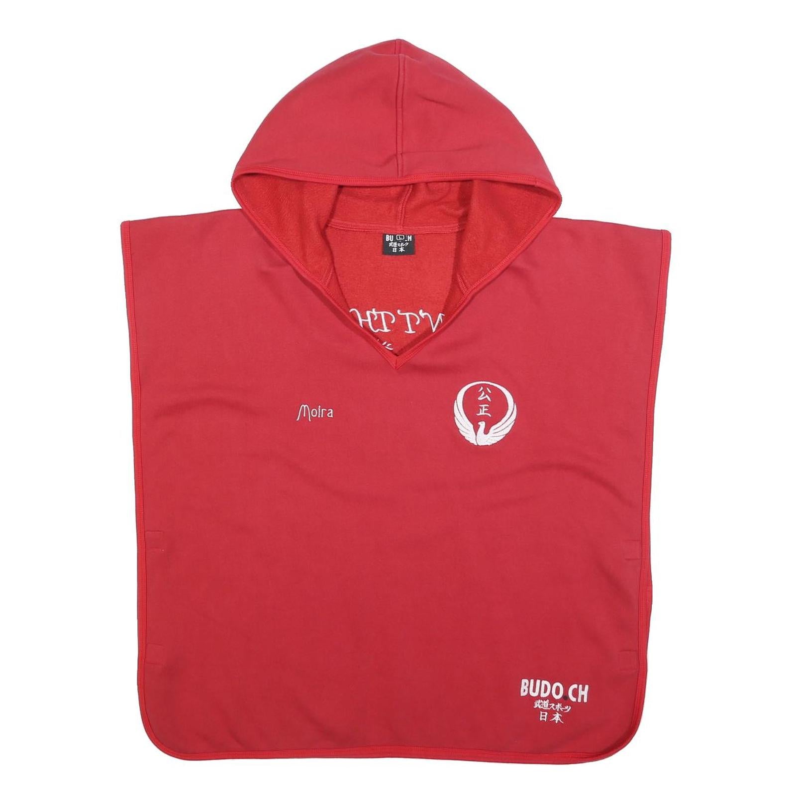 BUDO Womens Red Hoodie L Japanese Symbol Cotton Blend Hooded Top