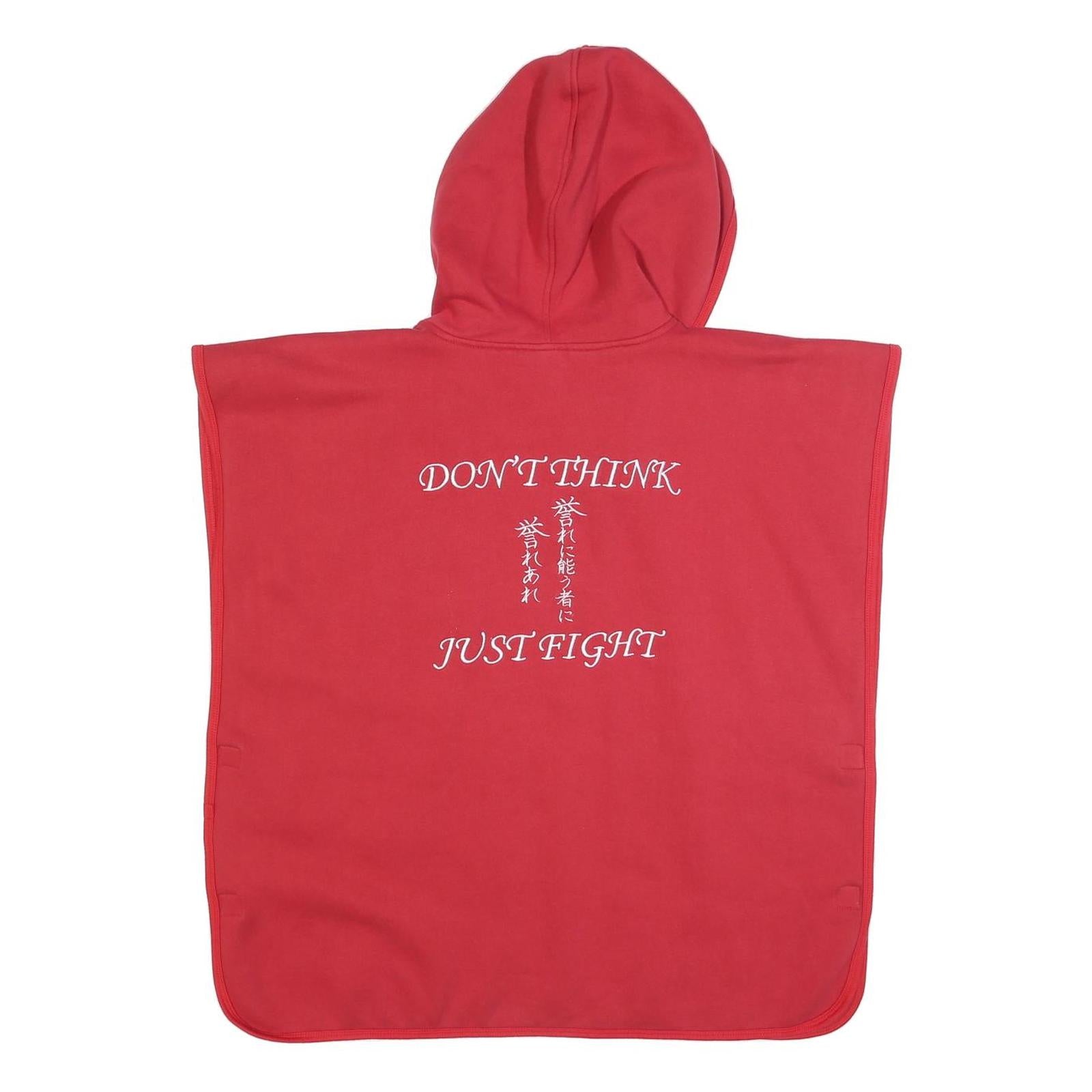 BUDO Womens Red Hoodie L Japanese Symbol Cotton Blend Hooded Top