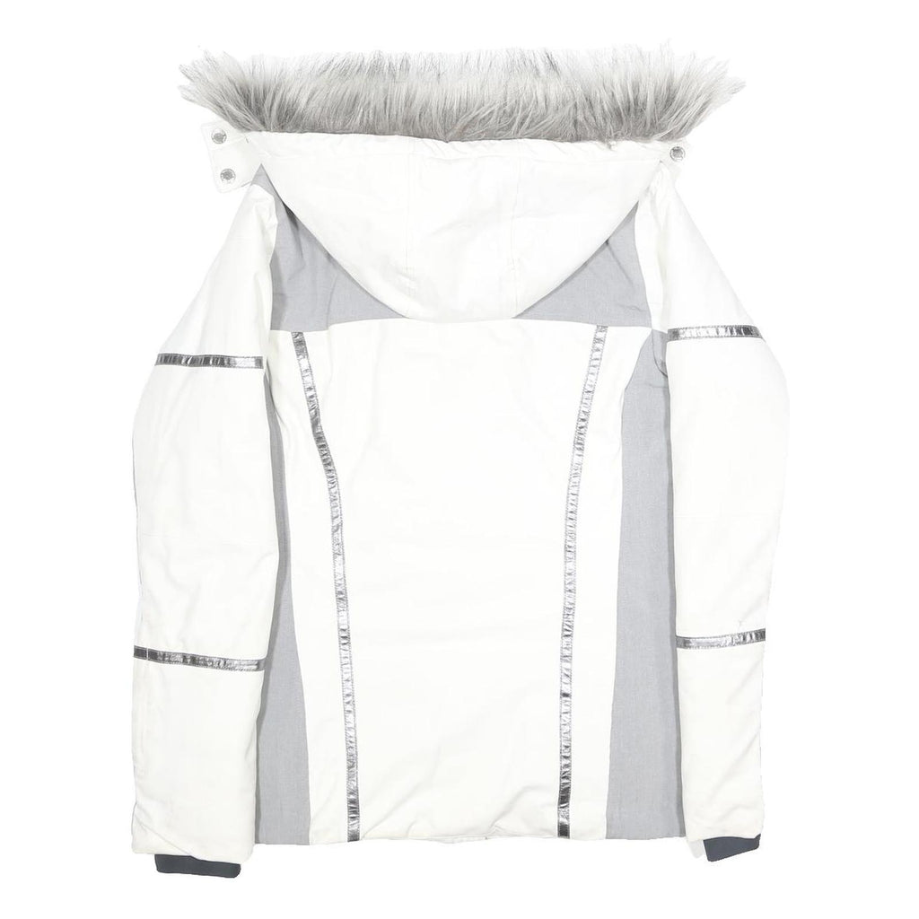 HELLY HANSEN Womens White & Grey Ski Jacket M Polyester Zip Hooded Casual Winter