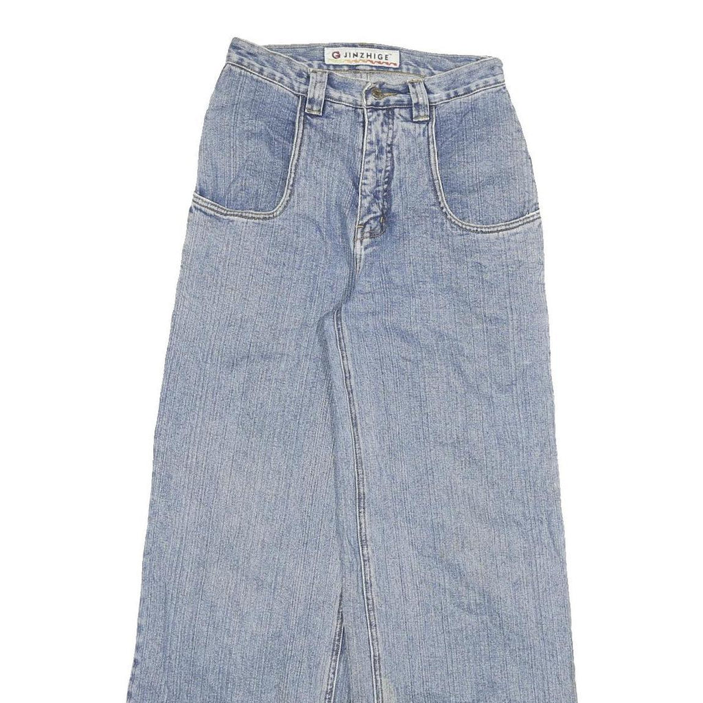 JINZHIGE Womens Jeans Blue Loose Straight Denim Medium W24 L29 Wide Leg Casual