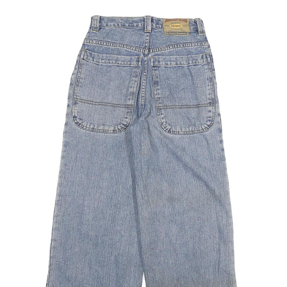 JINZHIGE Womens Jeans Blue Loose Straight Denim Medium W24 L29 Wide Leg Casual