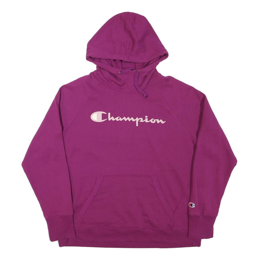 CHAMPION Womens Purple Hoodie L Cotton Blend Pullover Comfort Casual