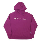 CHAMPION Womens Purple Hoodie L Cotton Blend Pullover Comfort Casual