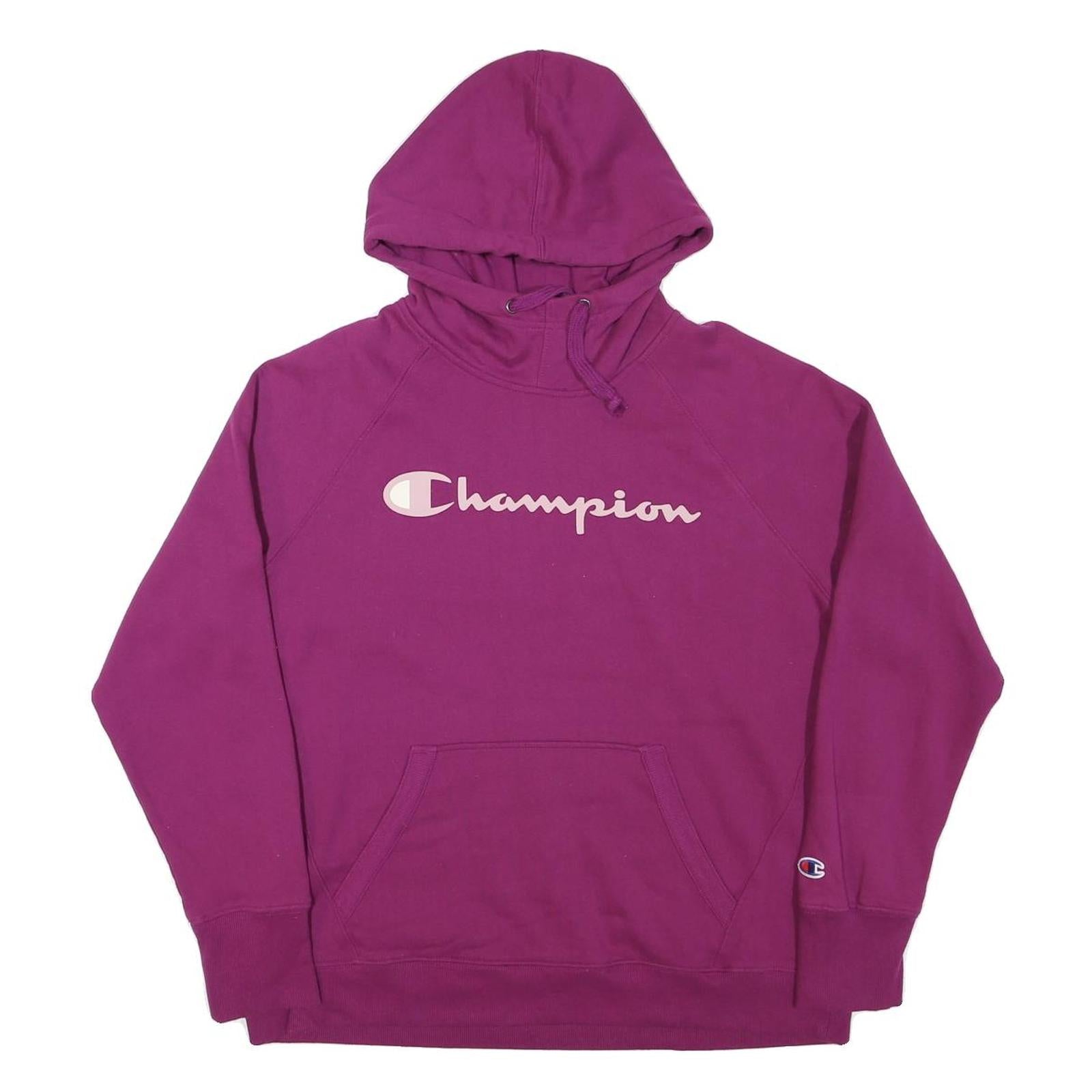 CHAMPION Womens Purple Hoodie L Cotton Blend Pullover Comfort Casual