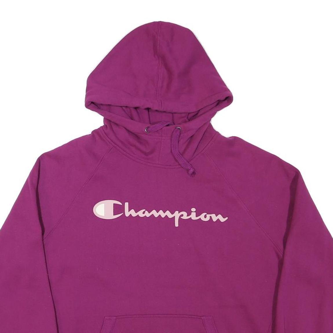 CHAMPION Womens Purple Hoodie L Cotton Blend Pullover Comfort Casual