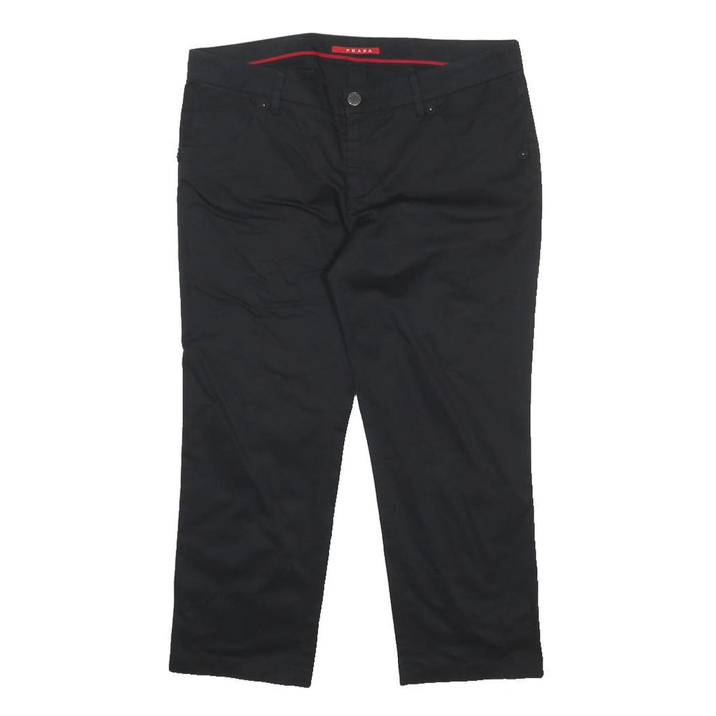 PRADA Womens Black Regular Woven Zip Trousers W32 L21 Classic Fit Straight Leg