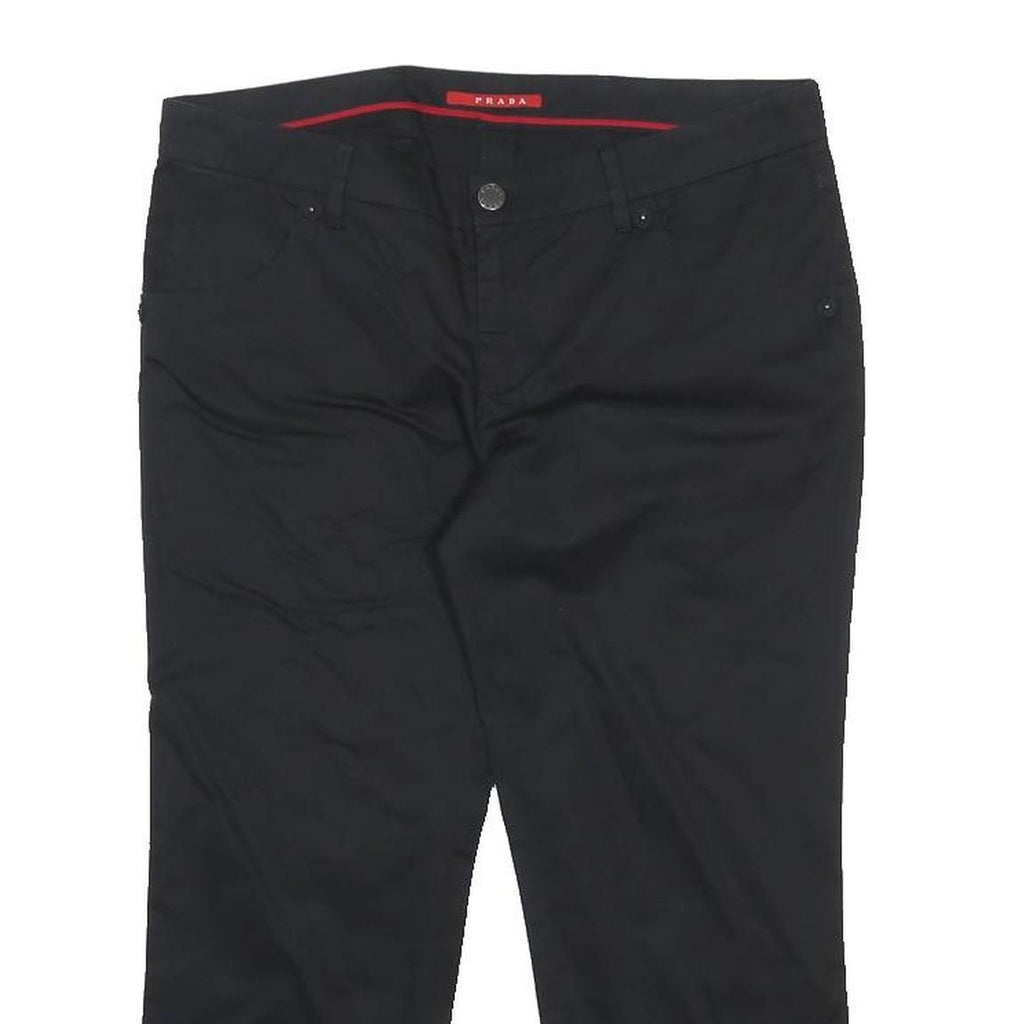 PRADA Womens Black Regular Woven Zip Trousers W32 L21 Classic Fit Straight Leg