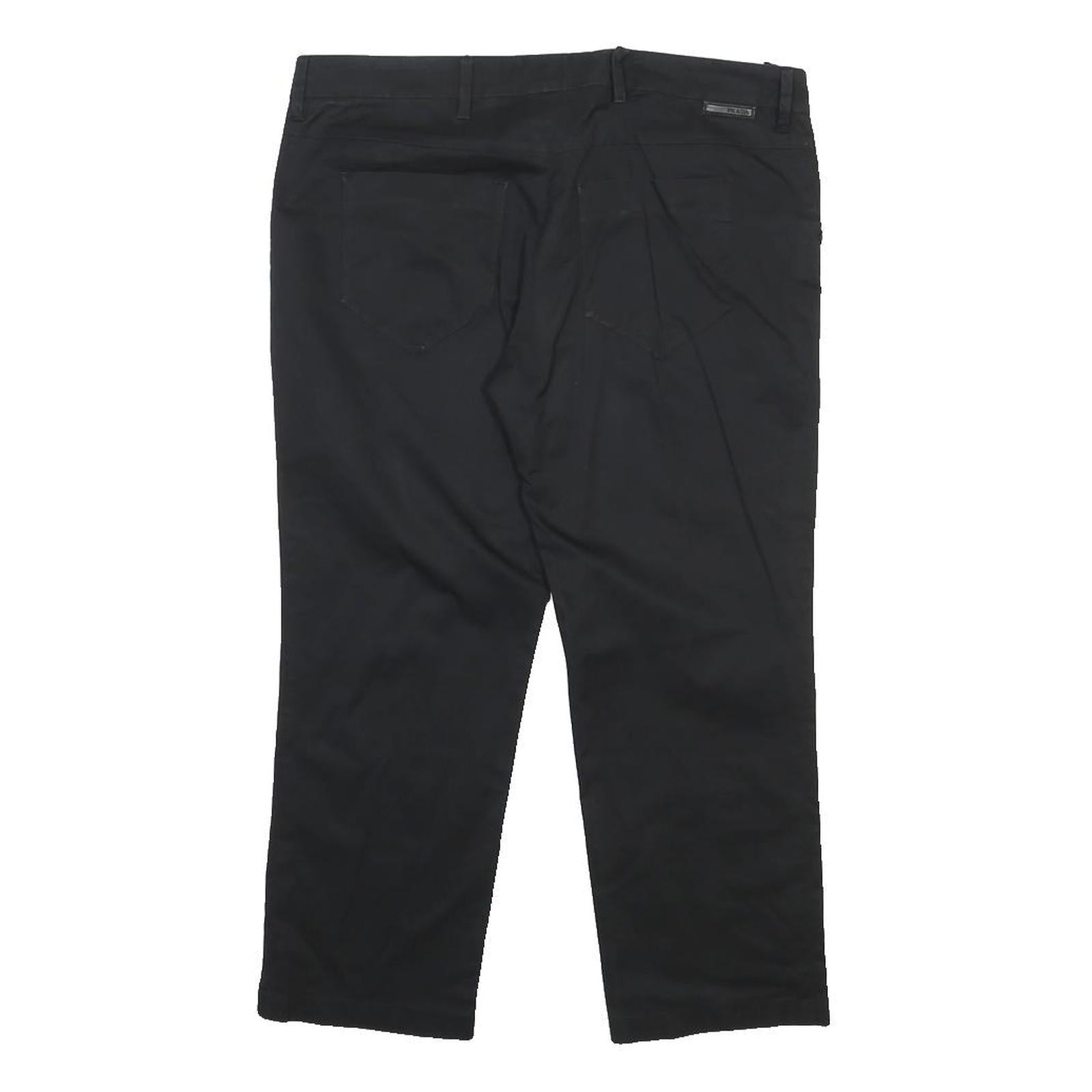 PRADA Womens Black Regular Woven Zip Trousers W32 L21 Classic Fit Straight Leg