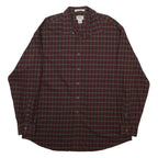 LL BEAN Mens Red & Green Check Shirt XL Classic Cotton Long Sleeve Button Collar