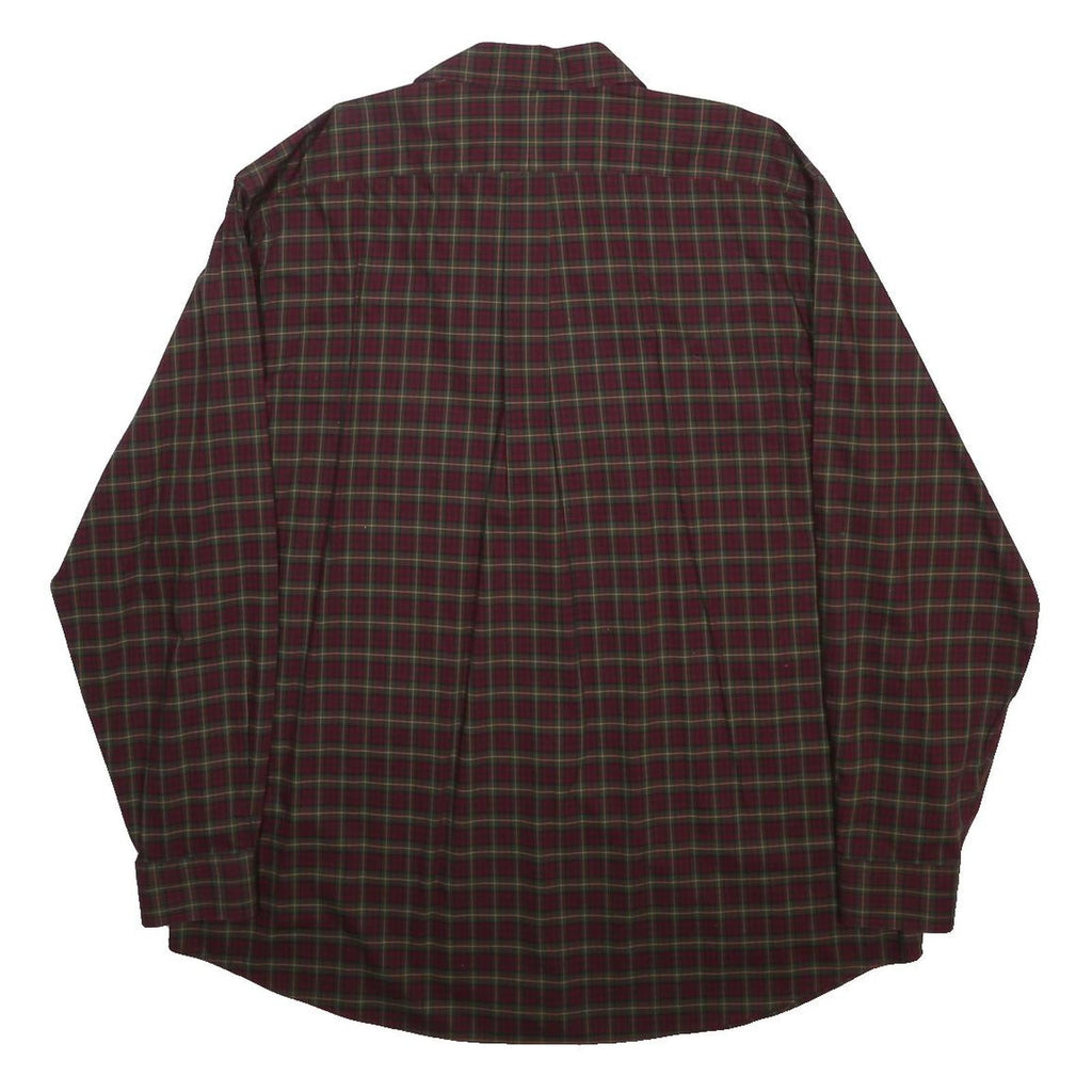 LL BEAN Mens Red & Green Check Shirt XL Classic Cotton Long Sleeve Button Collar