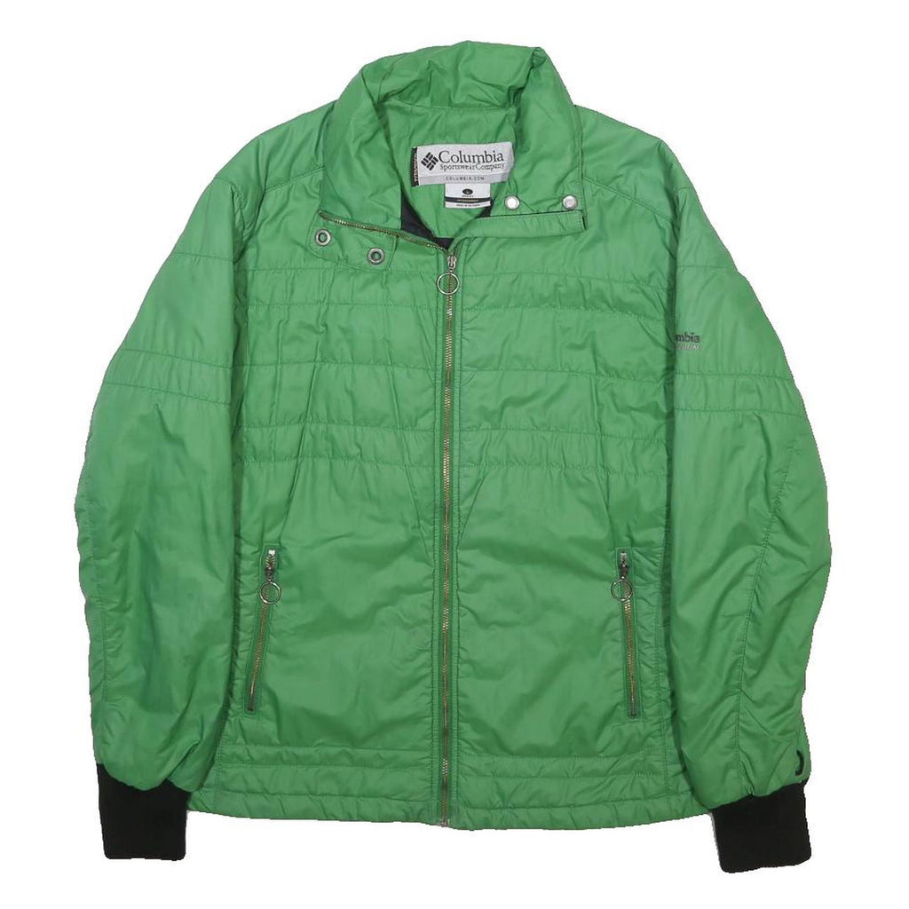 COLUMBIA Womens Green Nylon Jacket L Lightweight Outdoor Zip Up