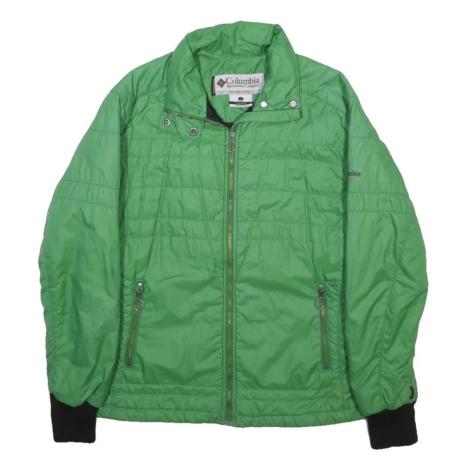 COLUMBIA Womens Green Nylon Jacket L Lightweight Outdoor Zip Up