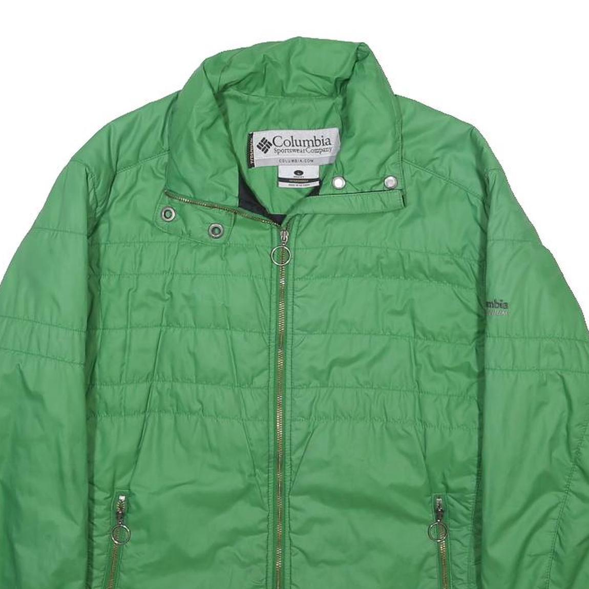 COLUMBIA Womens Green Nylon Jacket L Lightweight Outdoor Zip Up