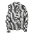 ZARA Womens Black & White Stripe Shirt Long Sleeve Button Neck S Stylish