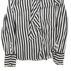 ZARA Womens Black & White Stripe Shirt Long Sleeve Button Neck S Stylish