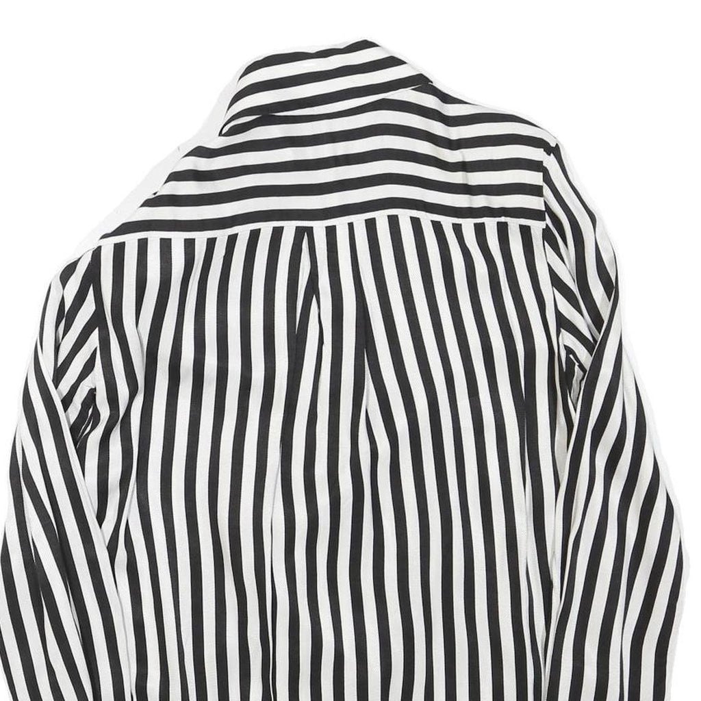 ZARA Womens Black & White Stripe Shirt Long Sleeve Button Neck S Stylish