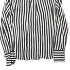ZARA Womens Black & White Stripe Shirt Long Sleeve Button Neck S Stylish