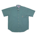 TOMMY HILFIGER Mens Green L Button Down Shirt Cotton Short Sleeve Casual