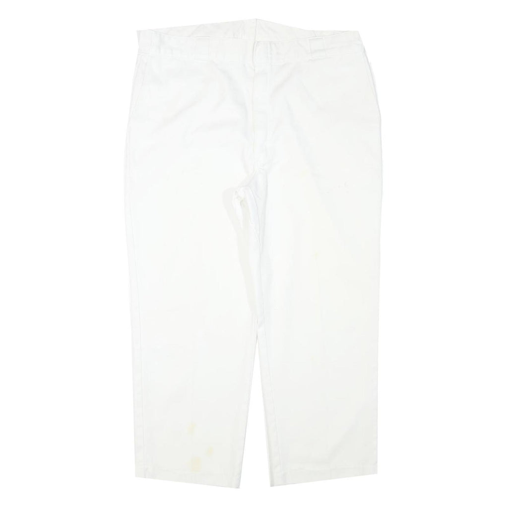 DICKIES Mens Cotton Blend White Regular Fit Straight Leg Trousers W38 L26