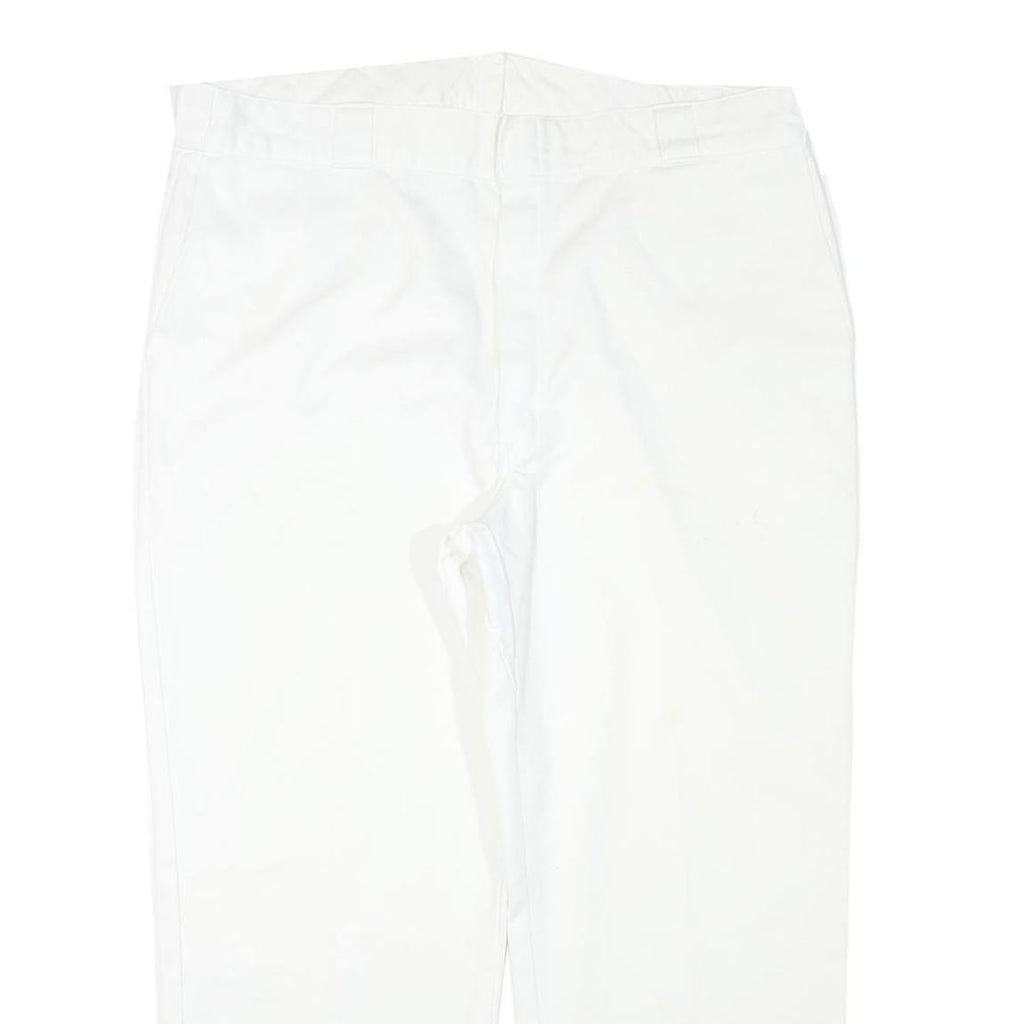 DICKIES Mens Cotton Blend White Regular Fit Straight Leg Trousers W38 L26