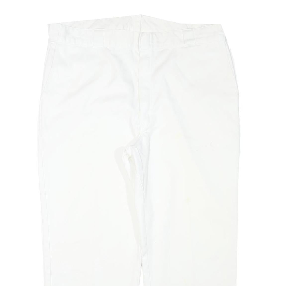 DICKIES Mens Cotton Blend White Regular Fit Straight Leg Trousers W38 L26