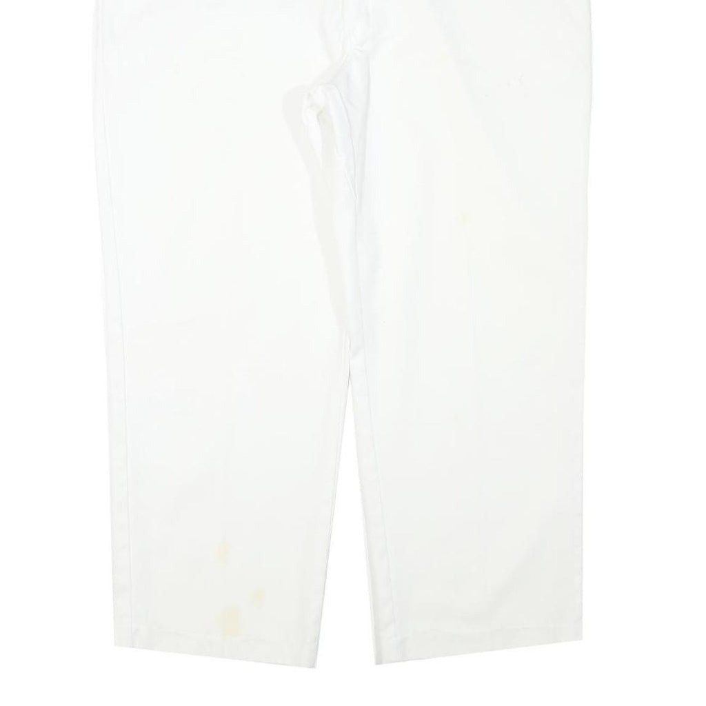 DICKIES Mens Cotton Blend White Regular Fit Straight Leg Trousers W38 L26