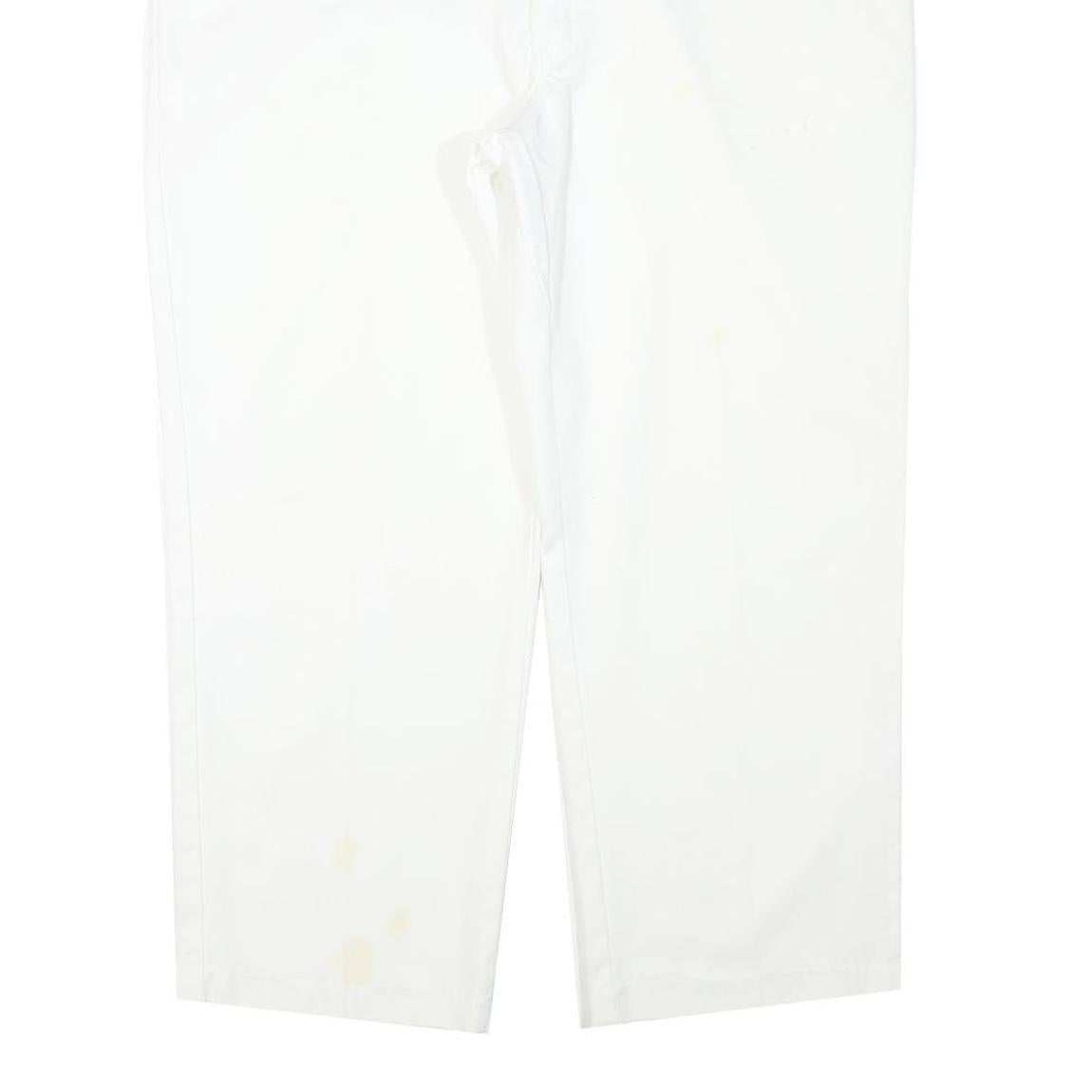 DICKIES Mens Cotton Blend White Regular Fit Straight Leg Trousers W38 L26