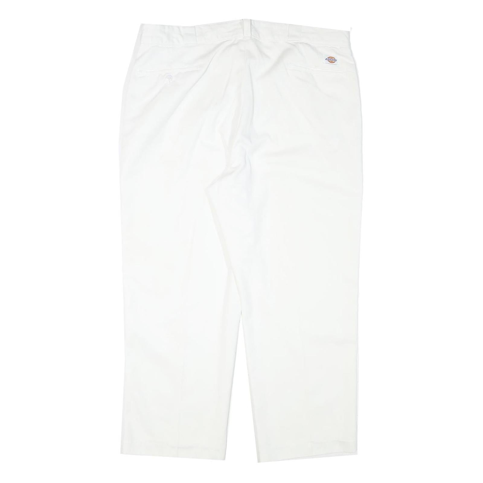 DICKIES Mens Cotton Blend White Regular Fit Straight Leg Trousers W38 L26