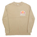 ELLESSE Womens Beige Crew Neck UK 8 Sweatshirt Cotton Blend Casual Logo Print