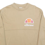 ELLESSE Womens Beige Crew Neck UK 8 Sweatshirt Cotton Blend Casual Logo Print