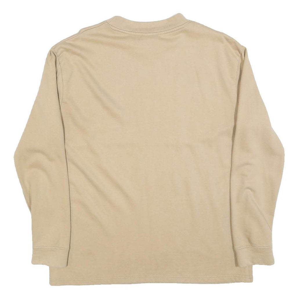 ELLESSE Womens Beige Crew Neck UK 8 Sweatshirt Cotton Blend Casual Logo Print