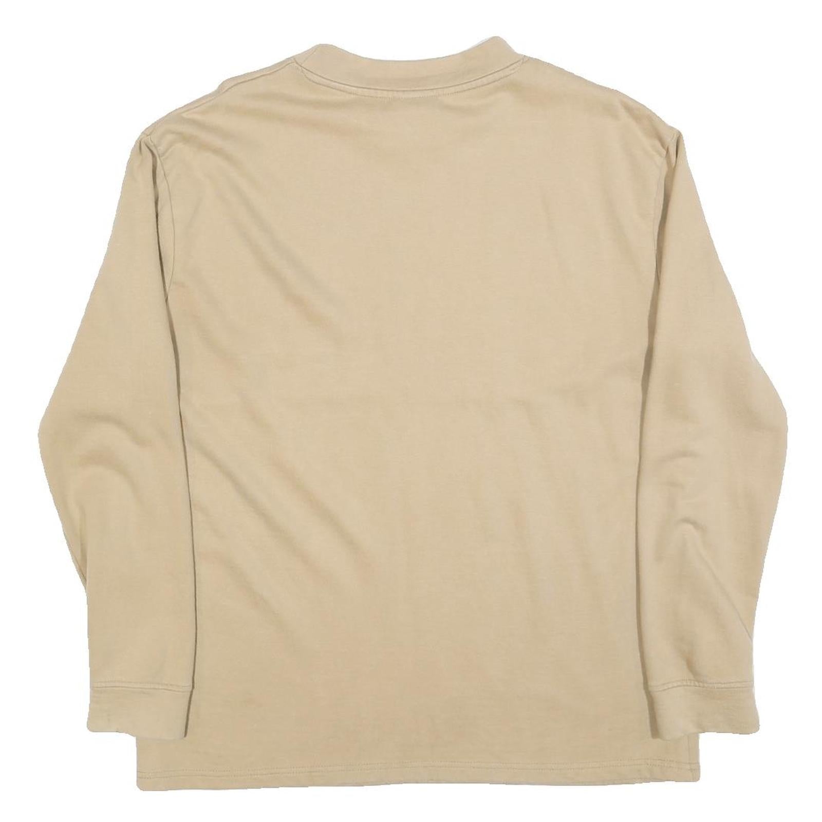 ELLESSE Womens Beige Crew Neck UK 8 Sweatshirt Cotton Blend Casual Logo Print