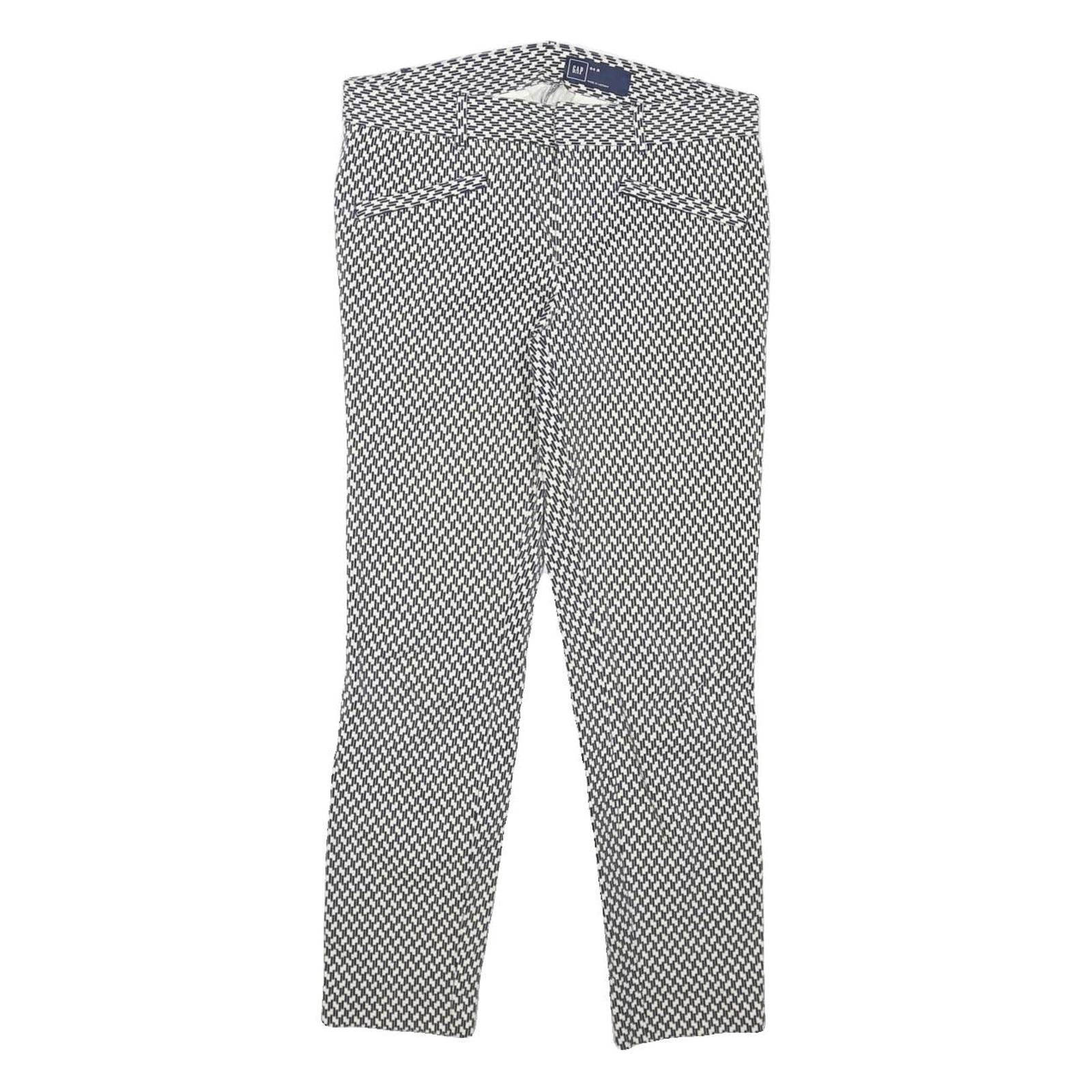 GAP Womens Cotton Blend Black & White Slim Straight Trousers W29 L26 Stylish