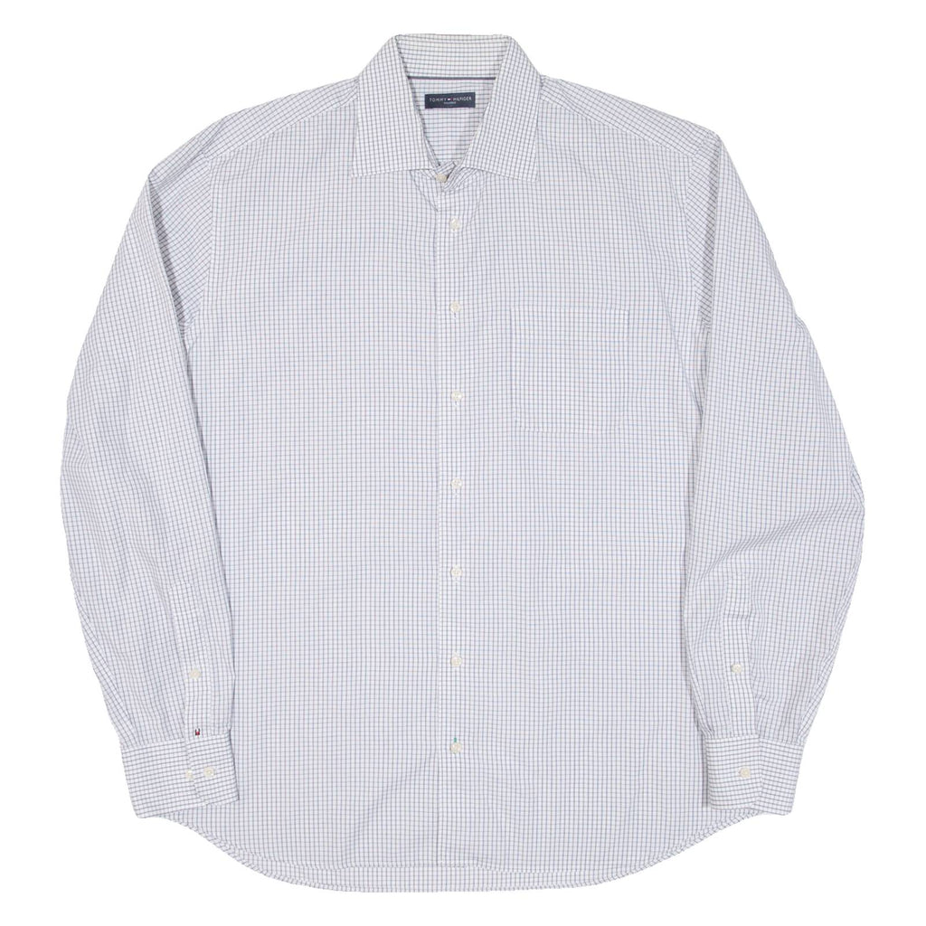TOMMY HILFIGER Mens Shirt White Check Long Sleeve XL